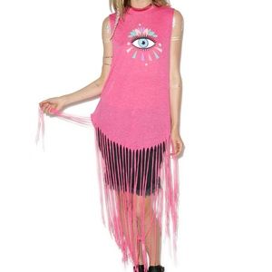 Wildfox | Third Eye Long Fringe Pink Tank Top